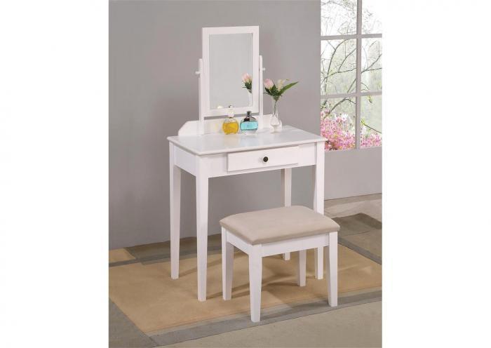 Iris Vanity Table & Stool - White,Instore