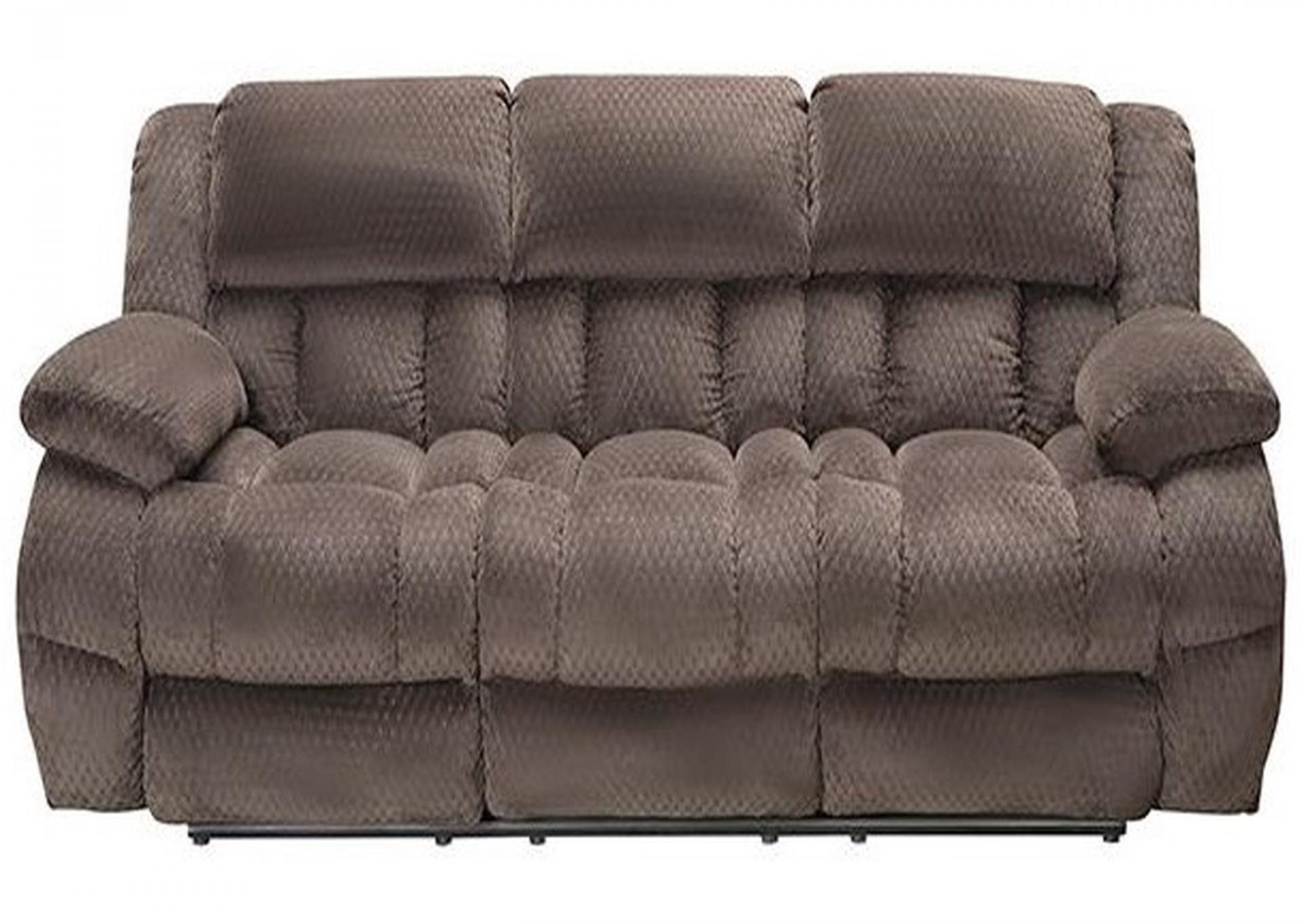 Dual Reclining Chocolate Sofa with Manual Pull Handles