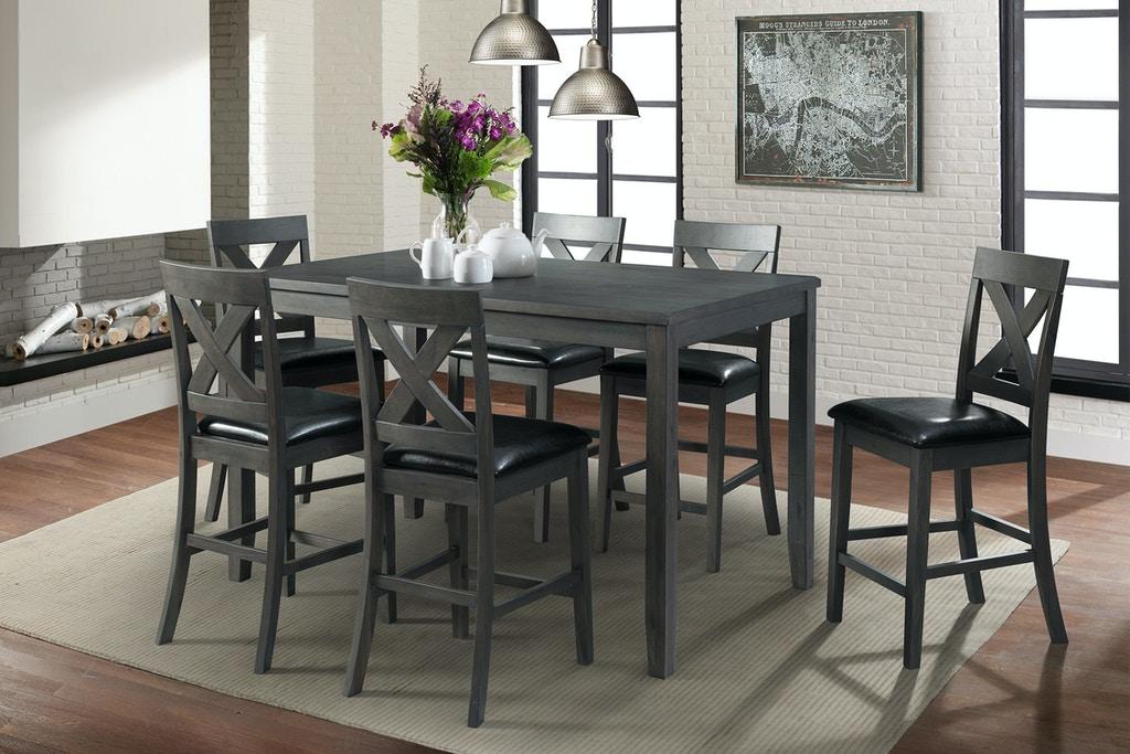 Gray Counter Height Table with 6 Stools 
