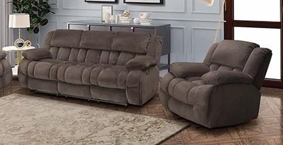 Dual Reclining Chocolate Sofa and Glider Recliner