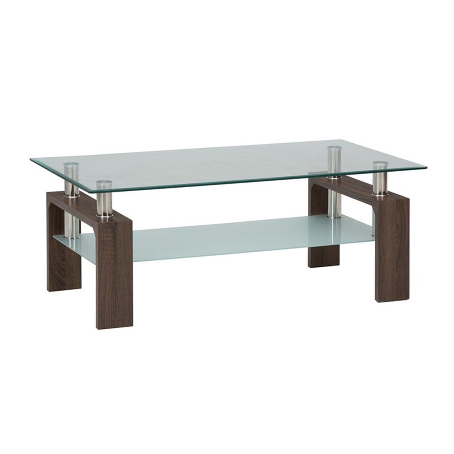 Glass Top with Brown Base Coffee Table