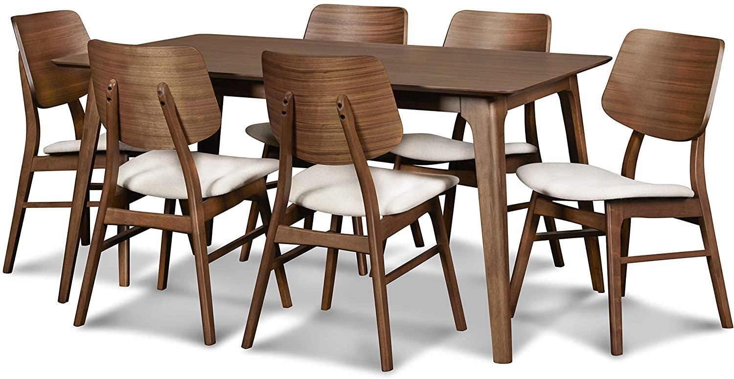 6 Chairs and Brown Contemporary Table Dining Set Oscar