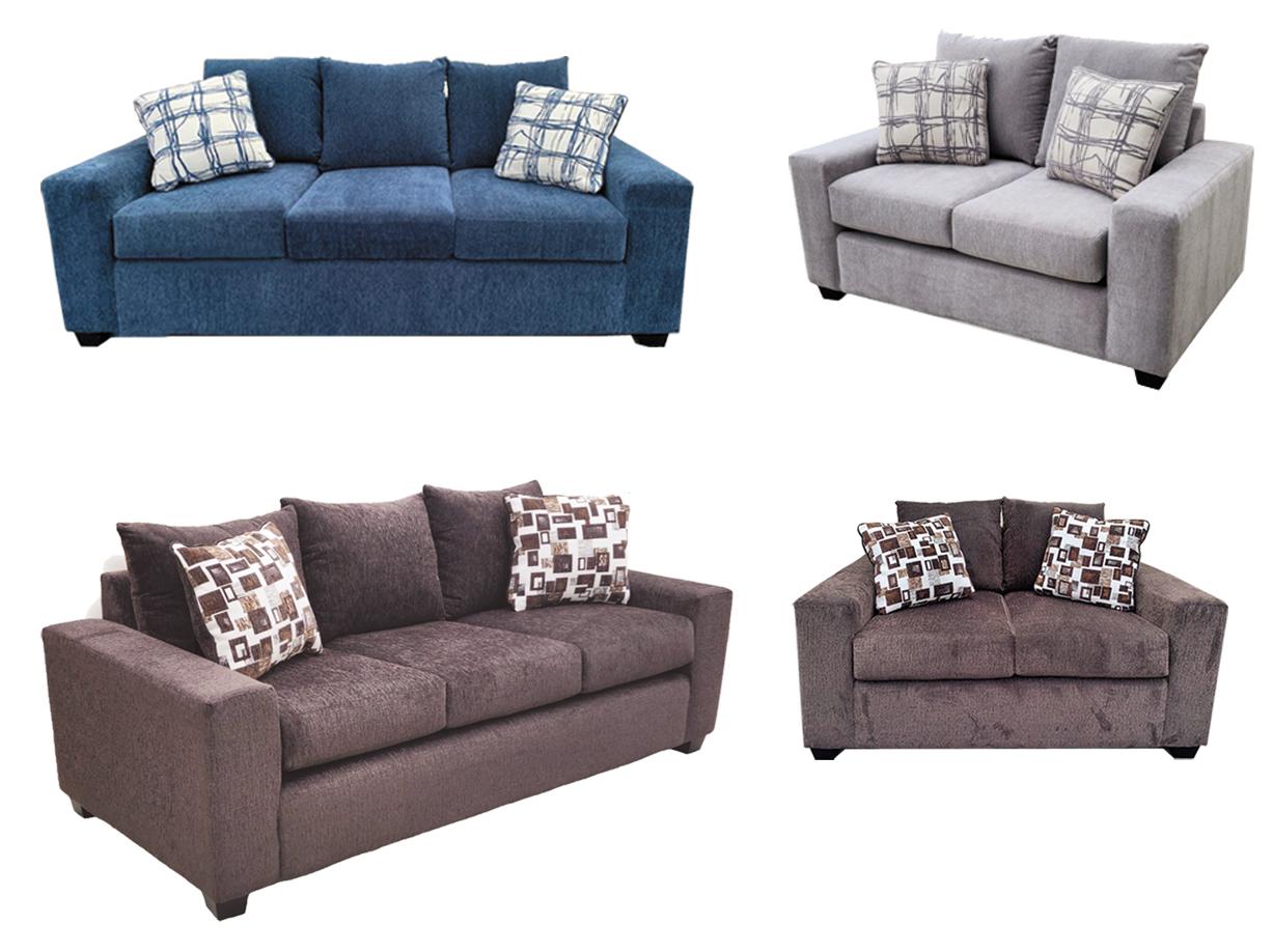Claudia Sofa and Love Seat with 4 Accent Pillows - Gray,Instore