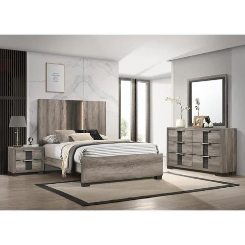 Bedroom set with Panel lighted headboard, dresser mirror and nighstand