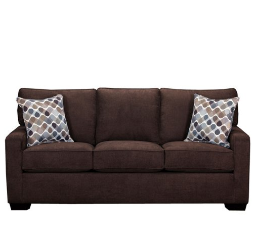 Chocolate Sofa with 2 Accent Pillows