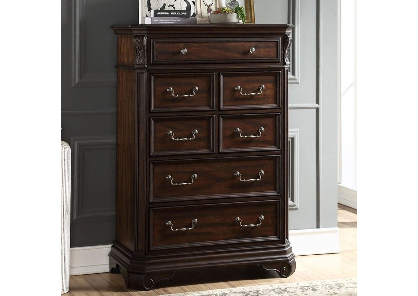 Andrea Traditional 7-Drawer Chest with Cedar Lined Bottom Drawer,Instore