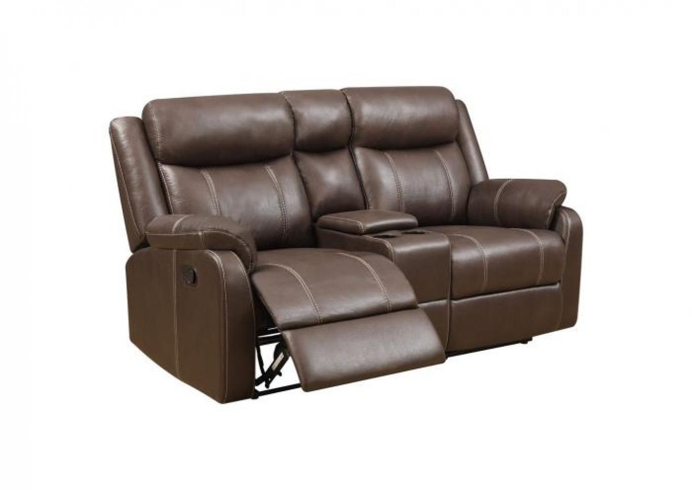Domino Dual Reclining Loveseat with Console - Brown,Instore