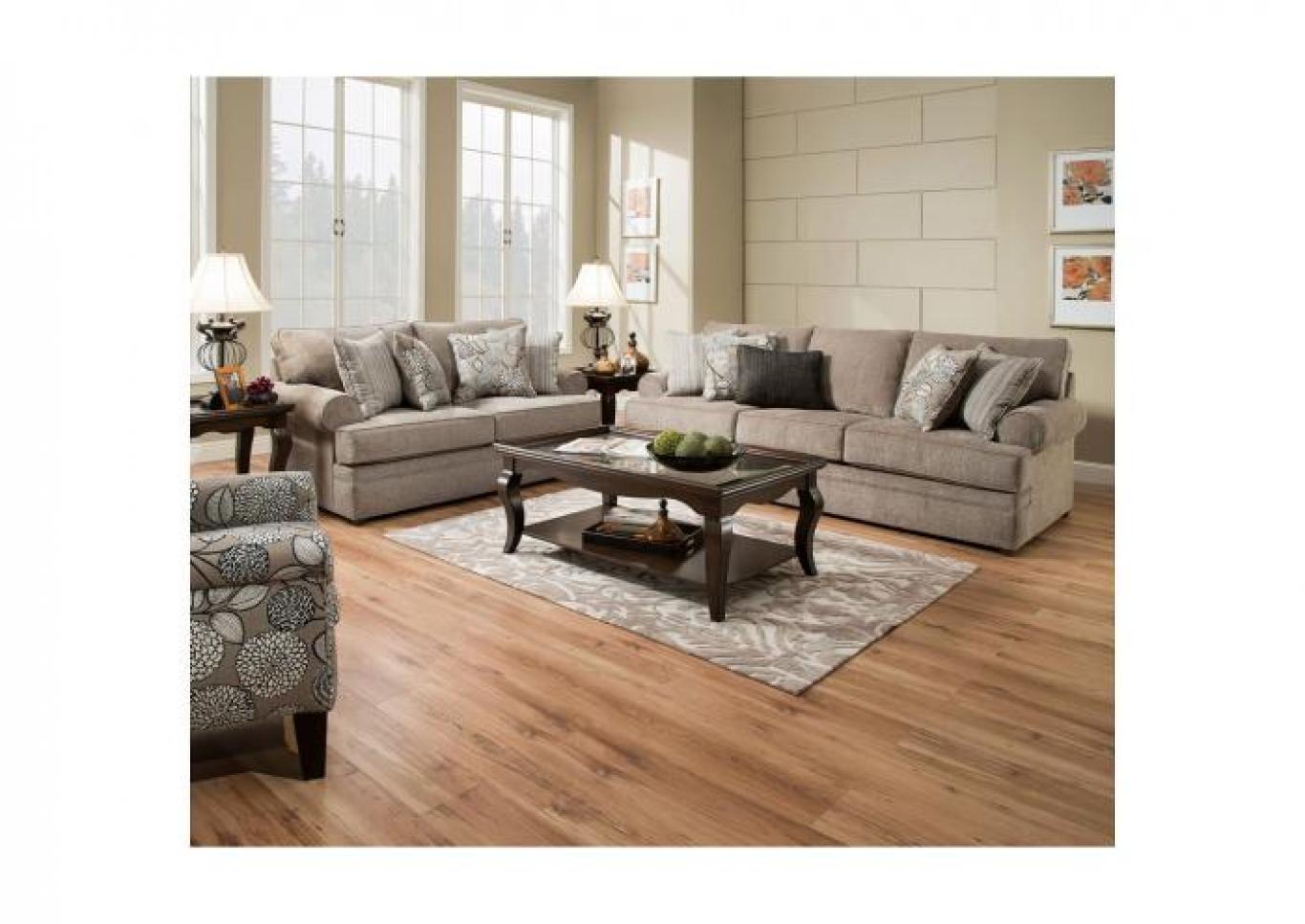 Simmons Roosevelt Stationary Sofa and Love Seat - Pewter,Instore