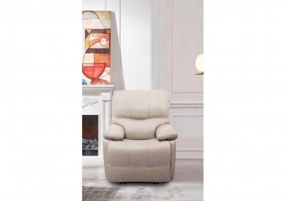 Image for Roman Top Grain Leather No Gravity Power Recliner - Light Gray