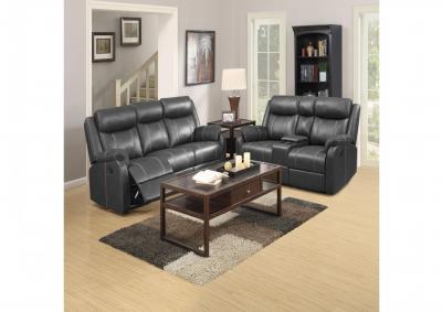 Image for Domino Dual Reclining Sofa and Love Seat - Gray