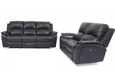 Kurt Power Dual Reclining Top Grain Leather Sofa and Love Seat with Power Headrests and USB Charging Ports