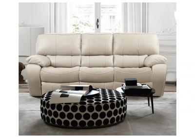 Diego Manual Dual Reclining Leather / Leather Mate Sofa with Pillow Arms - Beige
