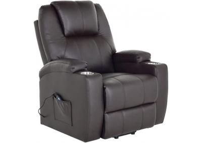 Lane Phoenix Power Lift Chair and Recliner in Faux Leather with Heat and Message- Chocolate