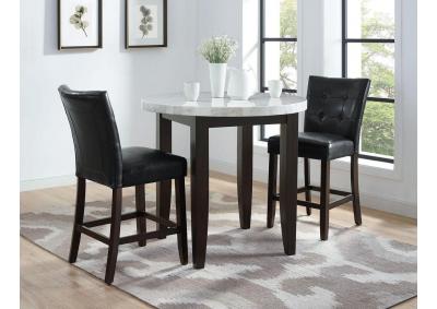Frank 3pc Marble Counter Height Dining Set