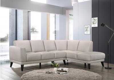 Altimura Gray Mist 2pc 100 Percent Top Grain Leather Sofa Chaise