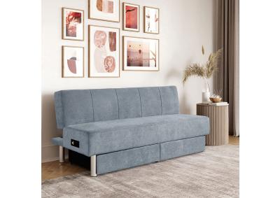 Serta Trinidad Convertible Click Sofa with 2 Drawers and USB Charging Station - Grey