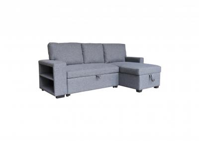 Armin Media Sofa with Storage Ottoman and Pull Out Pop UP Ottoman