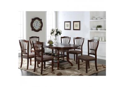 Dixie 7pc Dining Room Set with WIne Rack Under Table Shelving Base