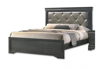 Sophia Silver Bed with LED Lighting - Queen