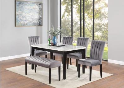 Image for Celine 6pc Faux Marble Dining Set with Bench - Gray