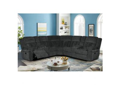 Image for Carter Power Dual Reclining Sectional with 2 Storage Consoles - Blue Gray