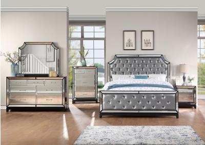 Image for Natalie 4pc Mirrored Panel Bedroom Set - California King