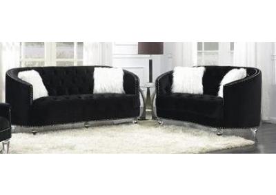 McCall Rounded Sofa and Love Seat - Black