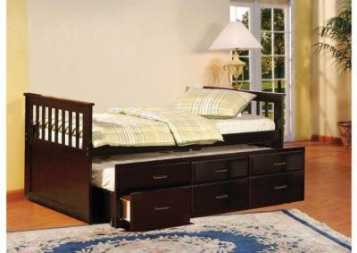 Benny Captain's Trundle Twin Bed - Espresso
