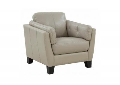 Image for Bergamo Leather Chair with Tufted Armrests - Cream