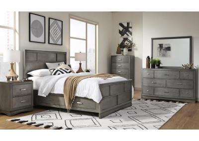 Toro California King Storage Panel Bedroom Set - Gray