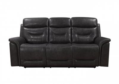 Bullard Gray Power Head and Foot Leather Dual Reclining Sofa