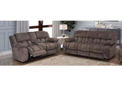 Tyson Manual Dual Reclining Sofa and Dual Reclining Love Seat - Chocolate