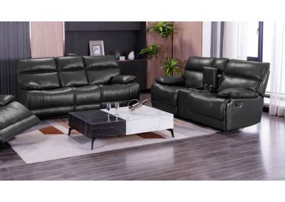 Cornell Dual Reclining Sofa and Dual Reclining Love Seat with Storage Console - Black