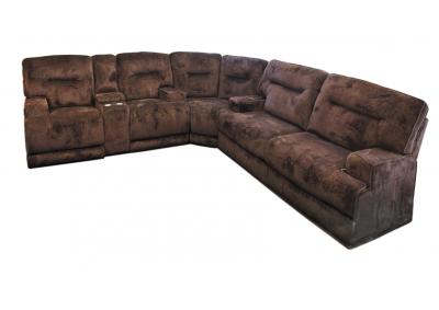 Gordon 3pc Sectional with Full Sleeper, Dual Reclining Power Love Seat with Console and Wedge - Chocolate