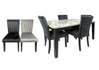 Celine 5pc Piece Dining Room Set - Black Chairs