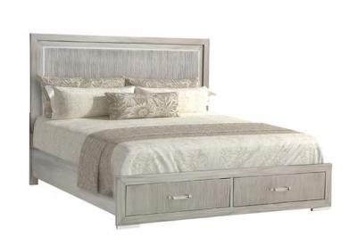 Sparkle Storage Platform Bed with Lighted LED Headboard - Queen