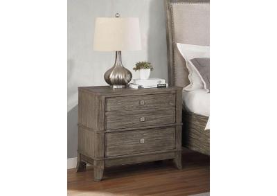 Landon Brushed Brown 3 Drawer Nightstand with USB Charging Station and Nightlight
