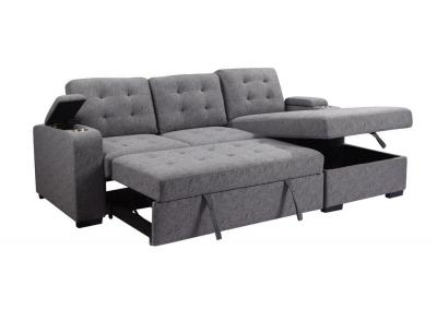 Gian Maria Media Sofa with Pull Out - Pop Up Ottoman and Storage Chaise