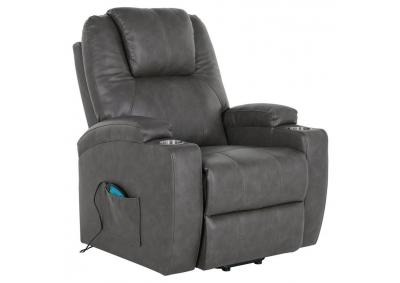 Lane Phoenix Power Lift Chair and Recliner in Faux Leather with Heat and Message- Gray