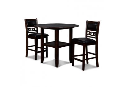 Gia 3-Piece Counter Height Drop Leaf Dining Room Set - Ebony