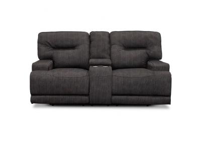 Gordon Dual Reclining Power Love Seat with Storage Console - Charcoal