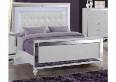 Image for Valens White LED Lighted Panel Bed  - California King