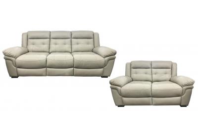 Beau Dual Reclining Power Sofa and Dual Reclining Power Love Seat - Light Gray