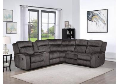 Sansovino 6PC Fabric Reversible Sectional Sofa with 2 Power Recliners and 1 Manual Recliner - Dark Gray