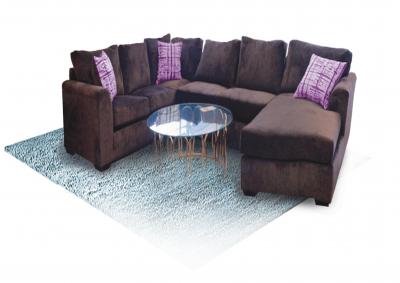Teddy Bear Leah 3pc Sectional with Chaise - Chocolate