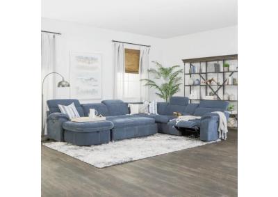 Carmen Modular Sectional with Storage Chaise - Pull Out Pop Up Ottoman and 2 Power Recliners with Power Headrests