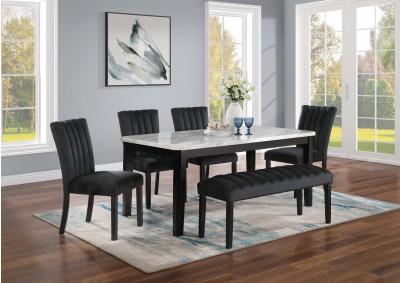 Image for Celine 6pc Faux Marble Dining Set with Bench - Black