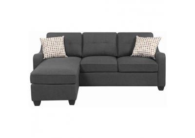 Nikki Upholstered Reversible Sofa Chaise in Dark Gray