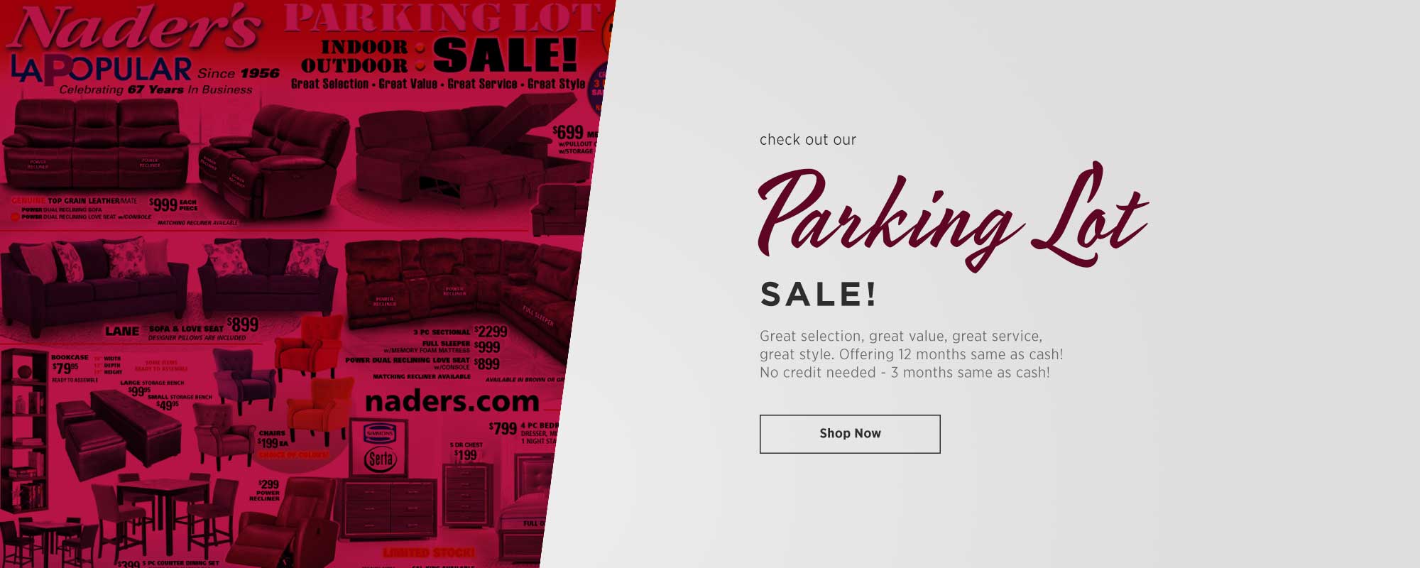 Parking Lot Sale - Now thru 4/10