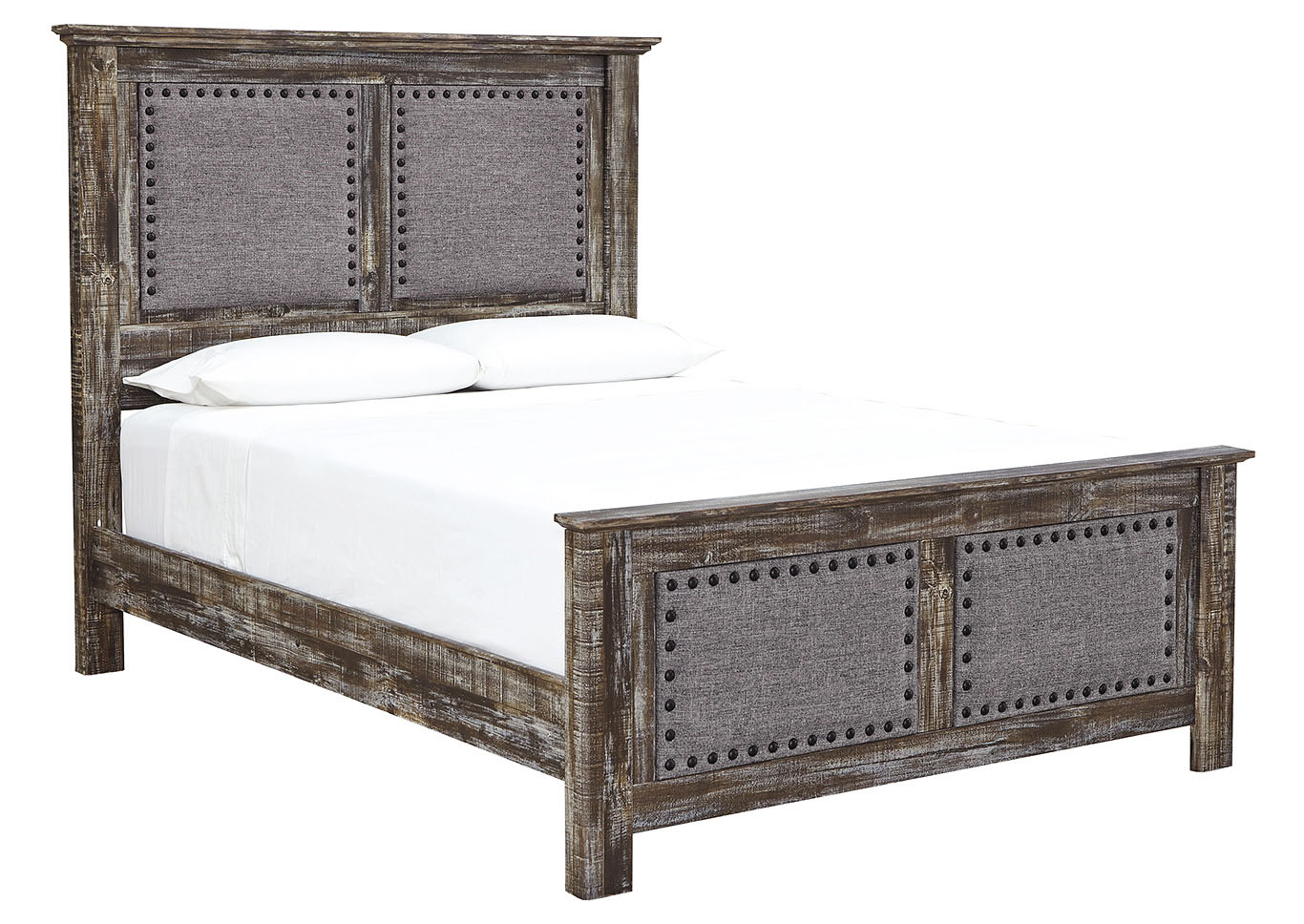 Lynnton Brown Queen Upholstered Panel Bed,Close Out